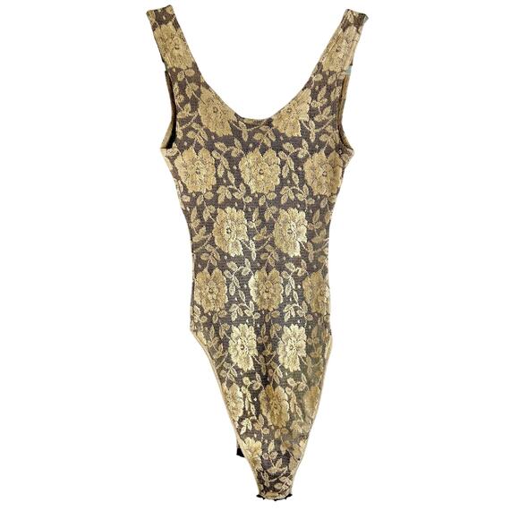 Vintage ABS Allen Schwartz Embroidered Floral Mesh Bodysuit Small Made in USA - Picture 7 of 7